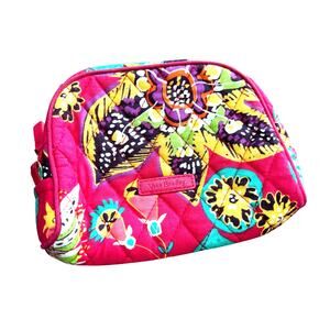 Vera Bradley cosmetics case zipper pouch quilted cotton pink Paisley print